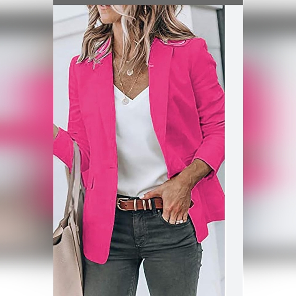 NWOT Halston pink linen rayon blazer